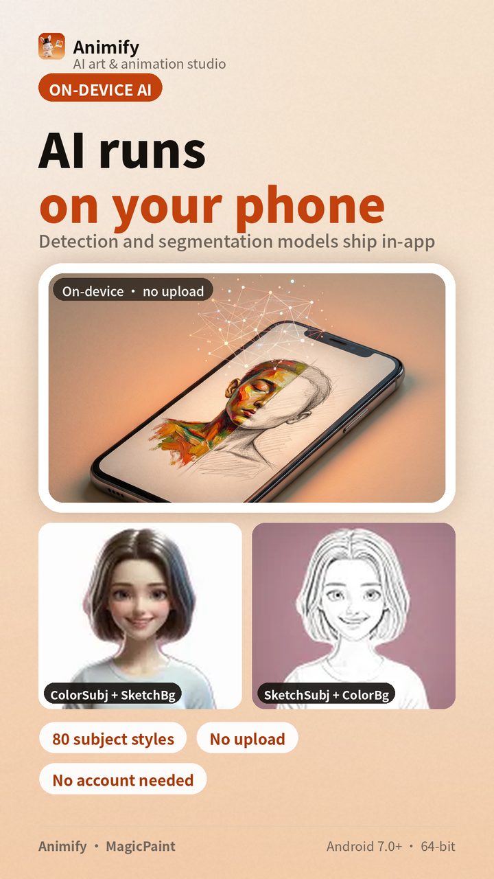 Animify screenshot · AI runs inside your phone